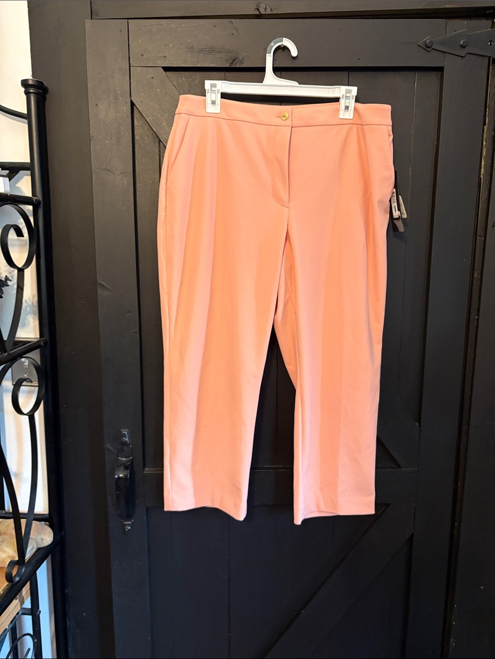 Donna Karan Peach Cropped Straight-Leg Pants